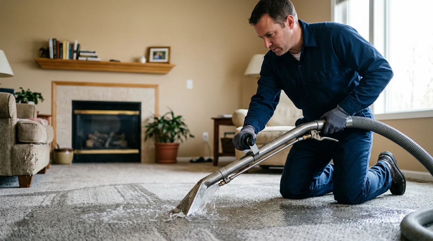 Water damage restoration technician working near Elmont, NY